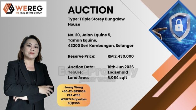 Taman Equine, Seri Kembangan, Selangor, Malaysia_Triple Storey Bungalow House FOR AUCTION, Selangor, Seri Kembangan