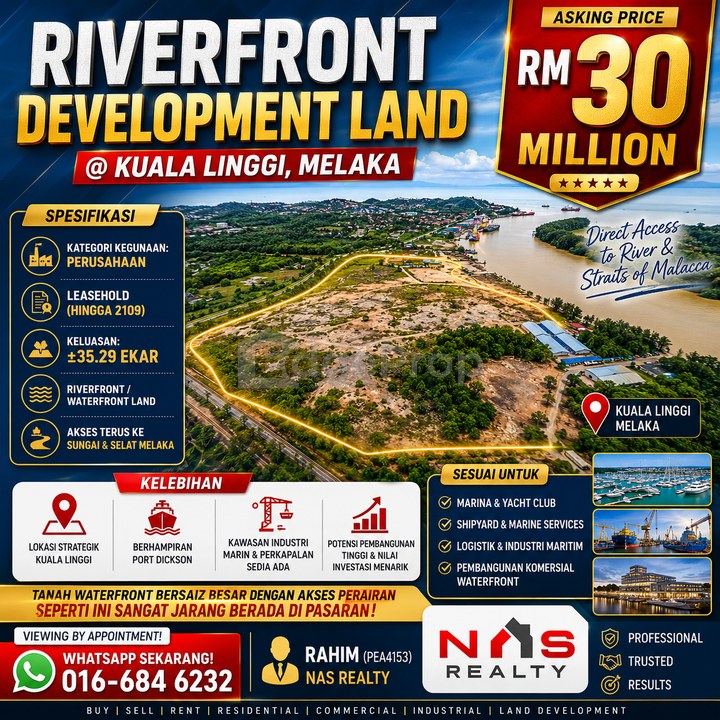 🌊 RIVERFRONT INDUSTRIAL LAND @ KUALA LINGGI, MELAKA