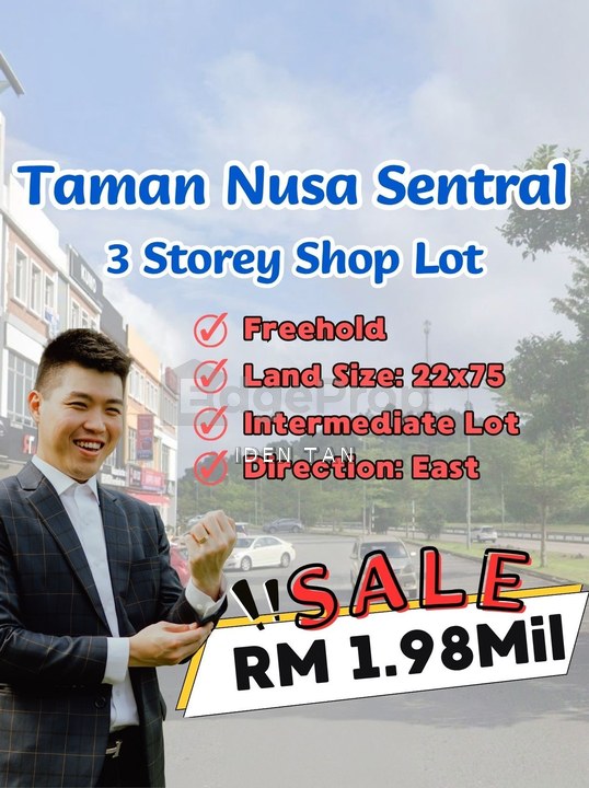 Nusa Sentral 3 Storey Shop Lot Facing Main Road For Sale Near Eco Botanic, Bukit Indah, Iskandar Puteri, Nusa Idaman, Nusa Indah, Horizon Square, Johor, Nusajaya