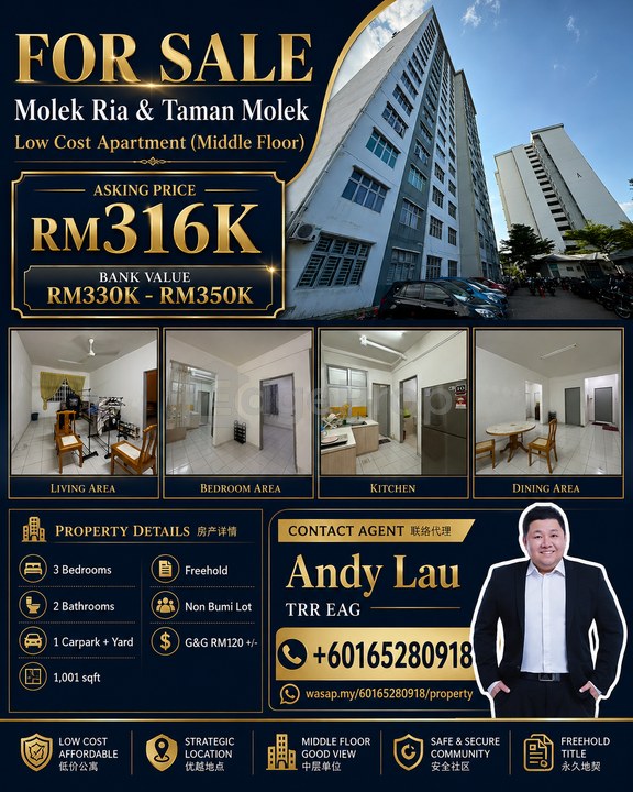 low cost apartment for sale, Johor, Johor Bahru