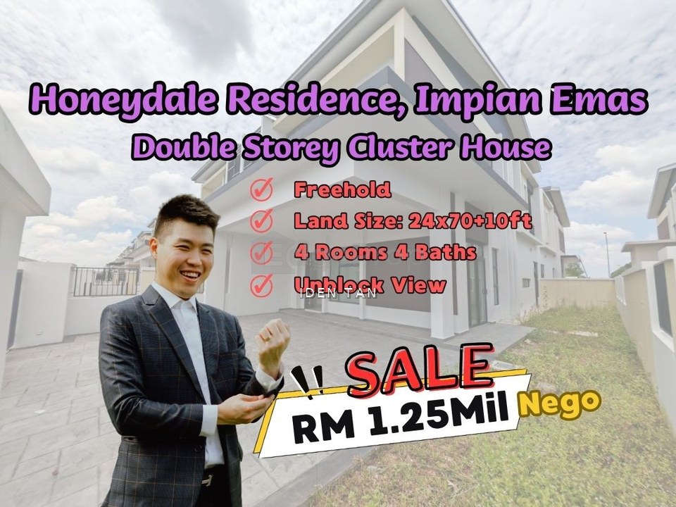 Honeydale Residence @ Impian Emas Double Storey Cluster House Unblock View For Sale Near Iconia Garden, Bukit Impian, Taman Anggerik, Setia Tropika, Johor, Skudai