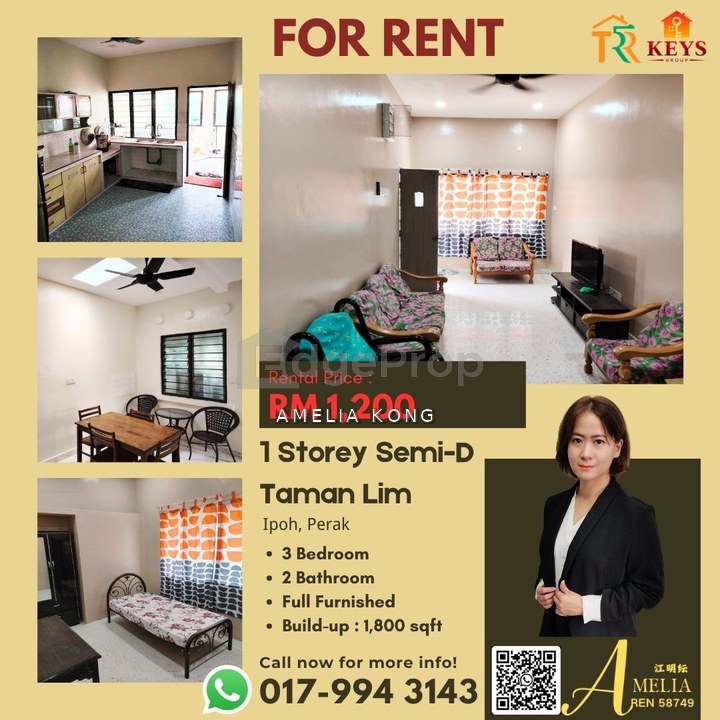 Full Furnish Single Storey Semi D Taman Lim Ipoh, Perak, Ipoh