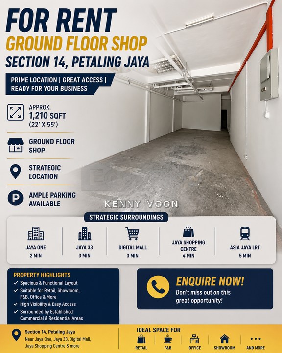 Ground floor shop, Section 14, Seksyen 14, Petaling Jaya, Selangor, Petaling Jaya