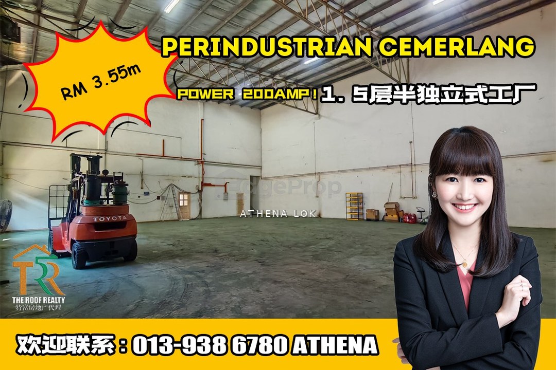 Perindustrian Cemerlang - 1.5 Storey Semi-D Factory For Sale, Johor, Ulu Tiram