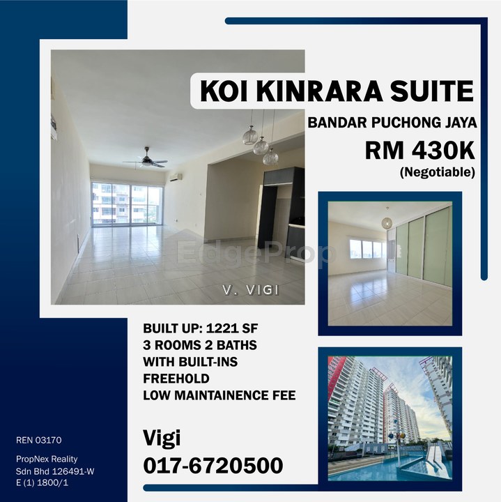 Koi Kinrara Suite For Sale @ Bandar Puchong Jaya. Strategically located condominium with full condo facilities., Selangor, Puchong