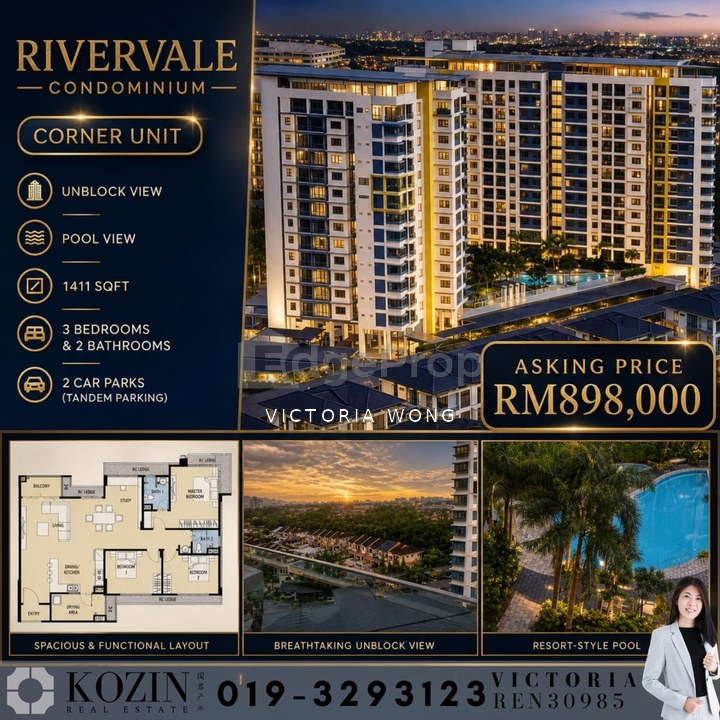 Corner Unit For Sale - Rivervale  Condominium , Sarawak, Kuching